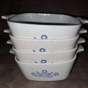 Vintage Set of 4 Corningware Cornflower Blue 2-3/4 Cup Small Casserole dishes